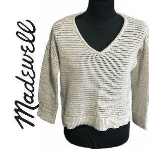 Madewell Women’s VNeck Open Weave‎ Sweater - Size XXS